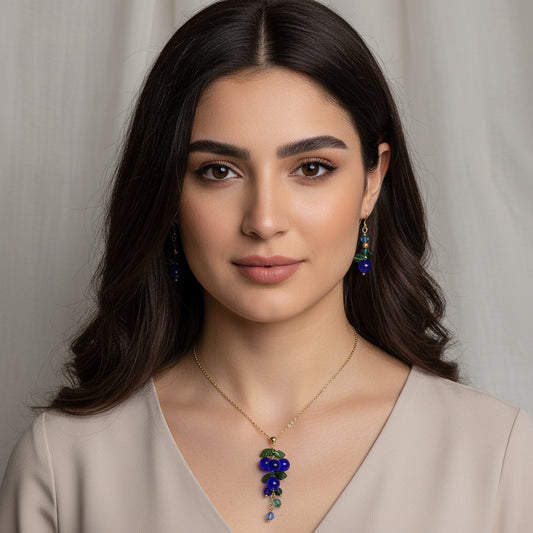 Glass blueberry jewelry set