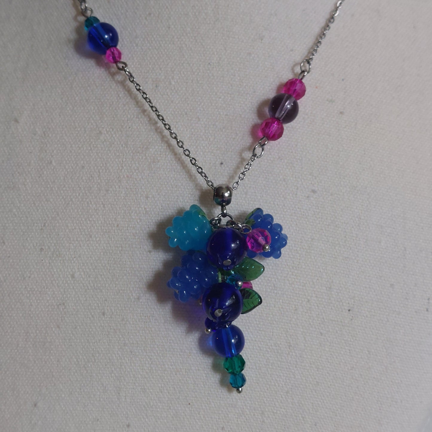 Glass blue  raspberry blueberry jewelry set