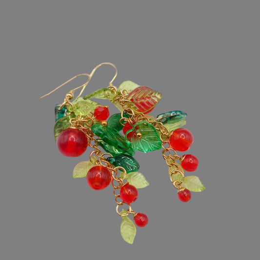 Handmade high quality glass currant berry  earrings