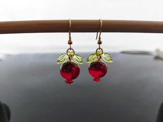 Pomegranate 18K gold plated stainless steel jewelry set