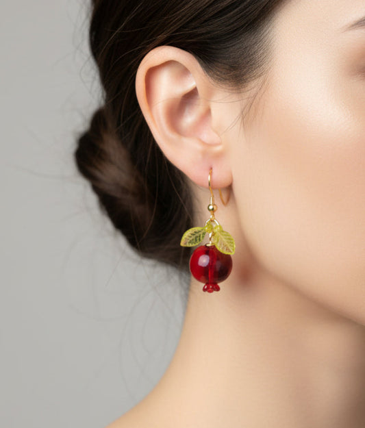 Pomegranate 18K gold plated stainless steel jewelry set