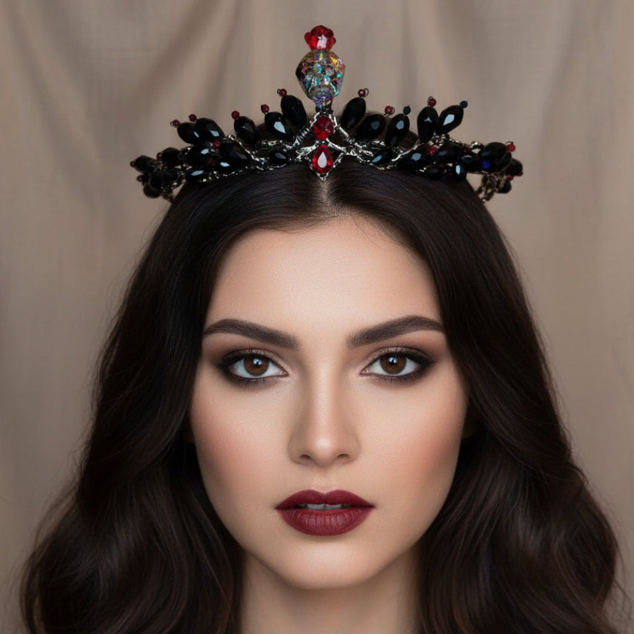 Handmade Persephone Pomegranate Headpiece with glass black skull