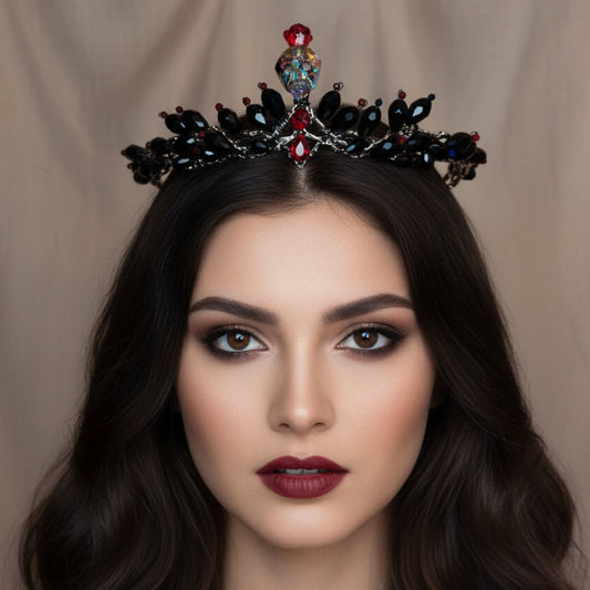 Handmade Persephone Pomegranate Headpiece with glass black skull