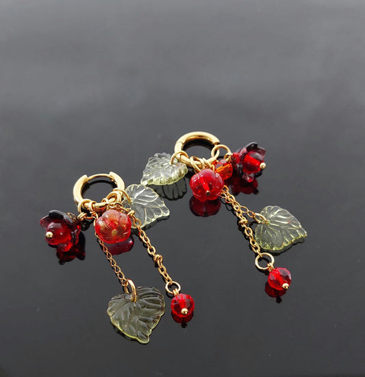 Hand-Made Glass Pumpkin Jewelry Set