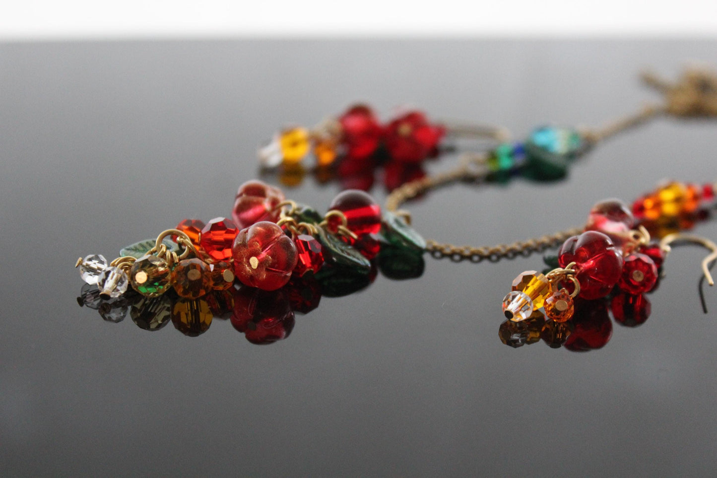 Glass pumpkin jewelry set