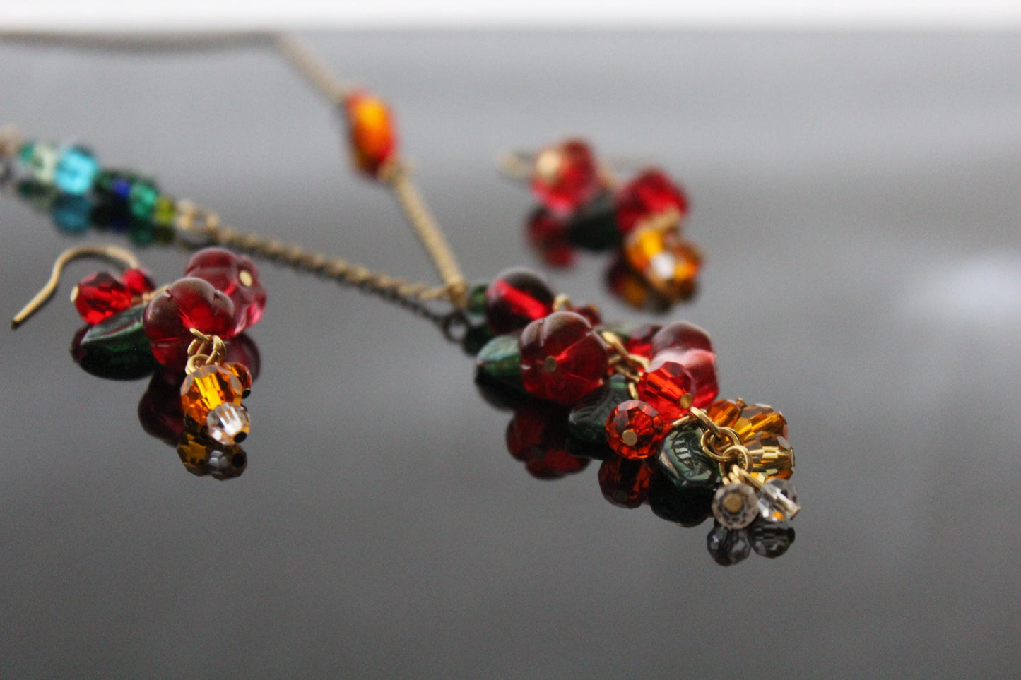 Glass pumpkin jewelry set
