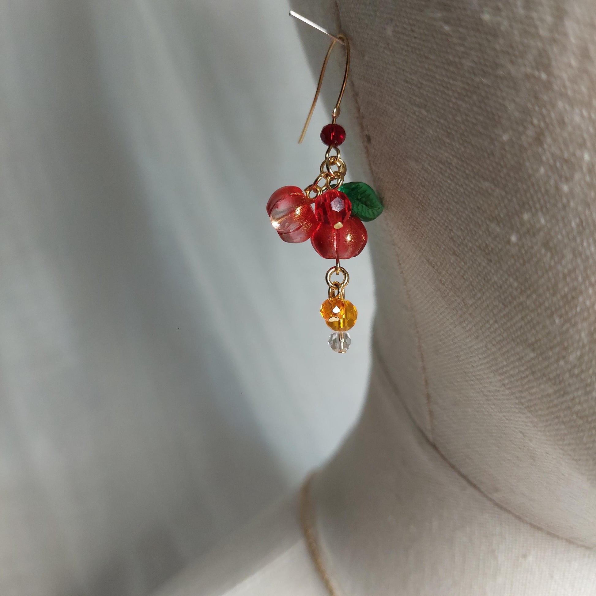 Glass pumpkin jewelry set