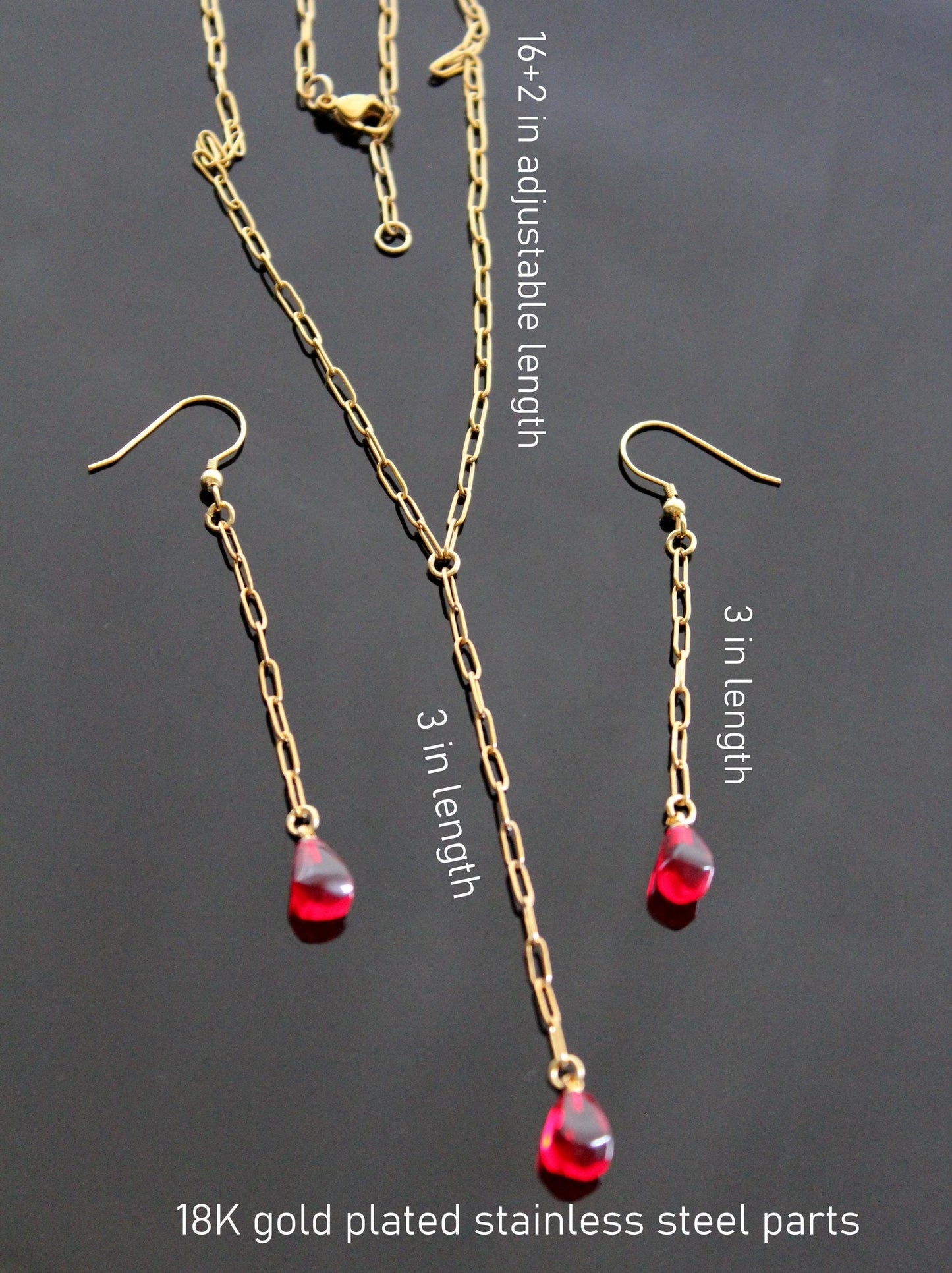 14K gold plated stainless steel handmade  non tarnish pomegranate seeds jewelry set