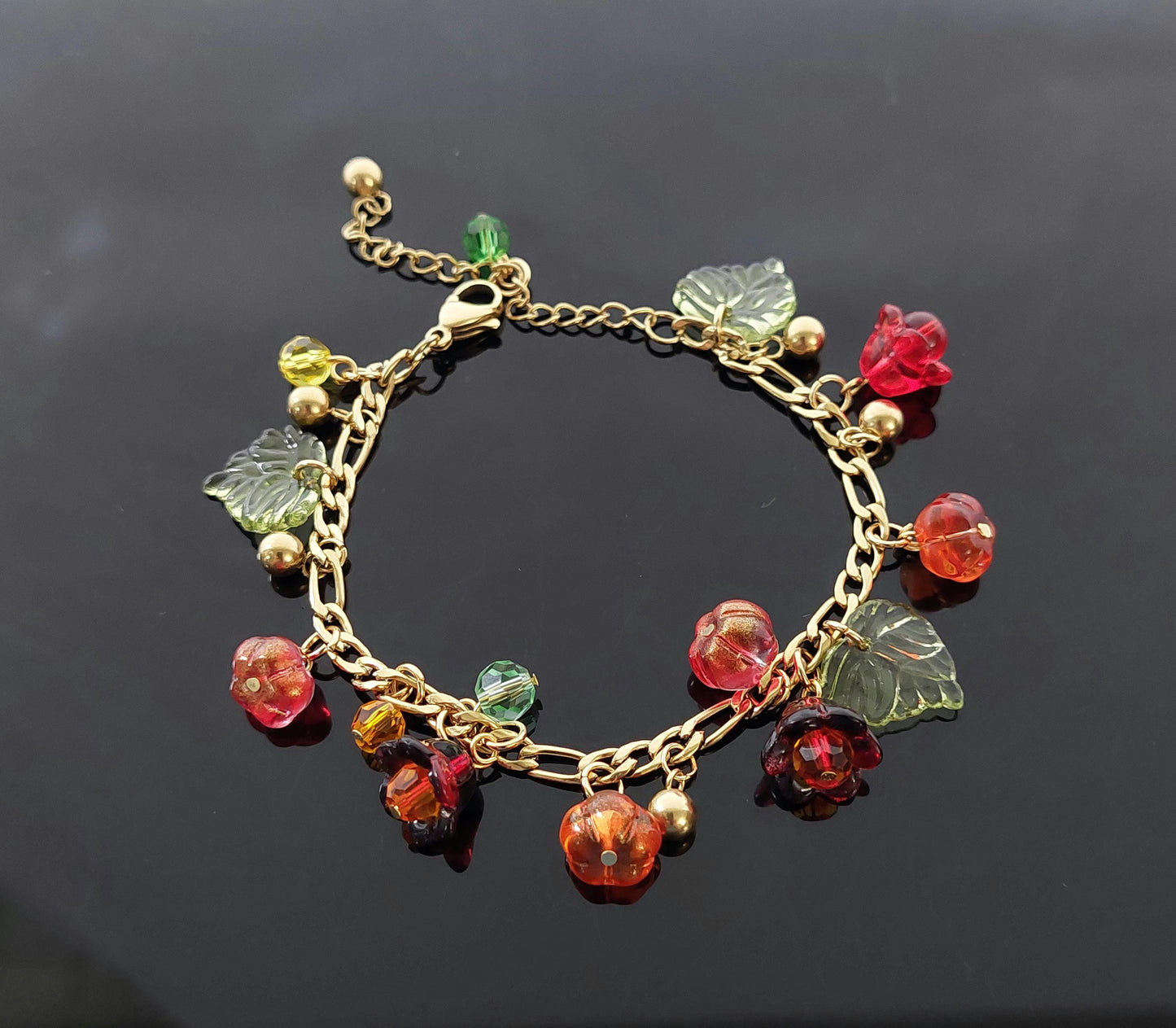Hand-Made Glass Pumpkin Jewelry Set