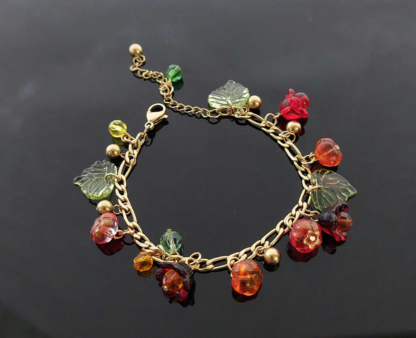 Hand-Made Glass Pumpkin Jewelry Set