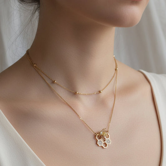 Bee  multilayer gold plated necklace