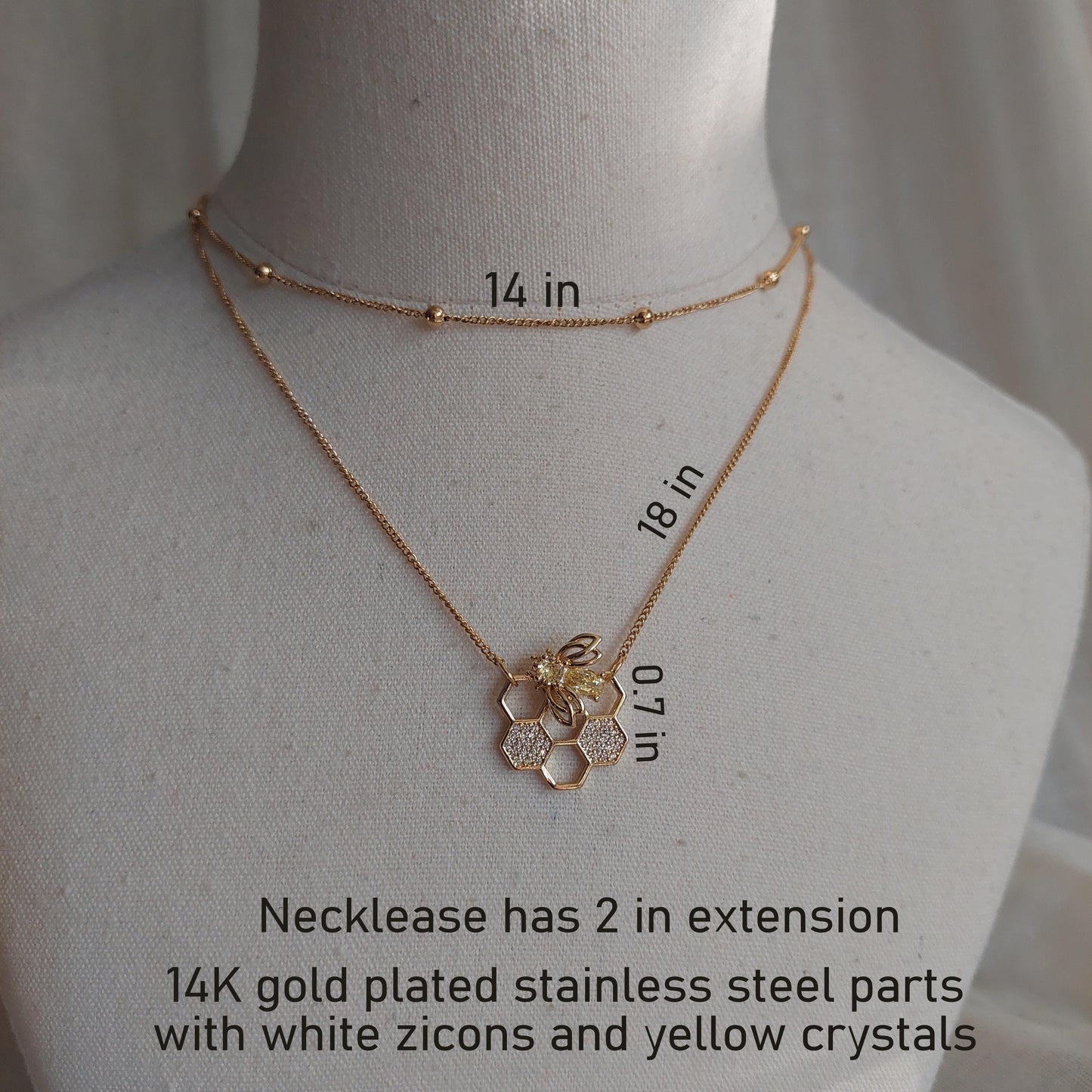 Bee  multilayer gold plated necklace