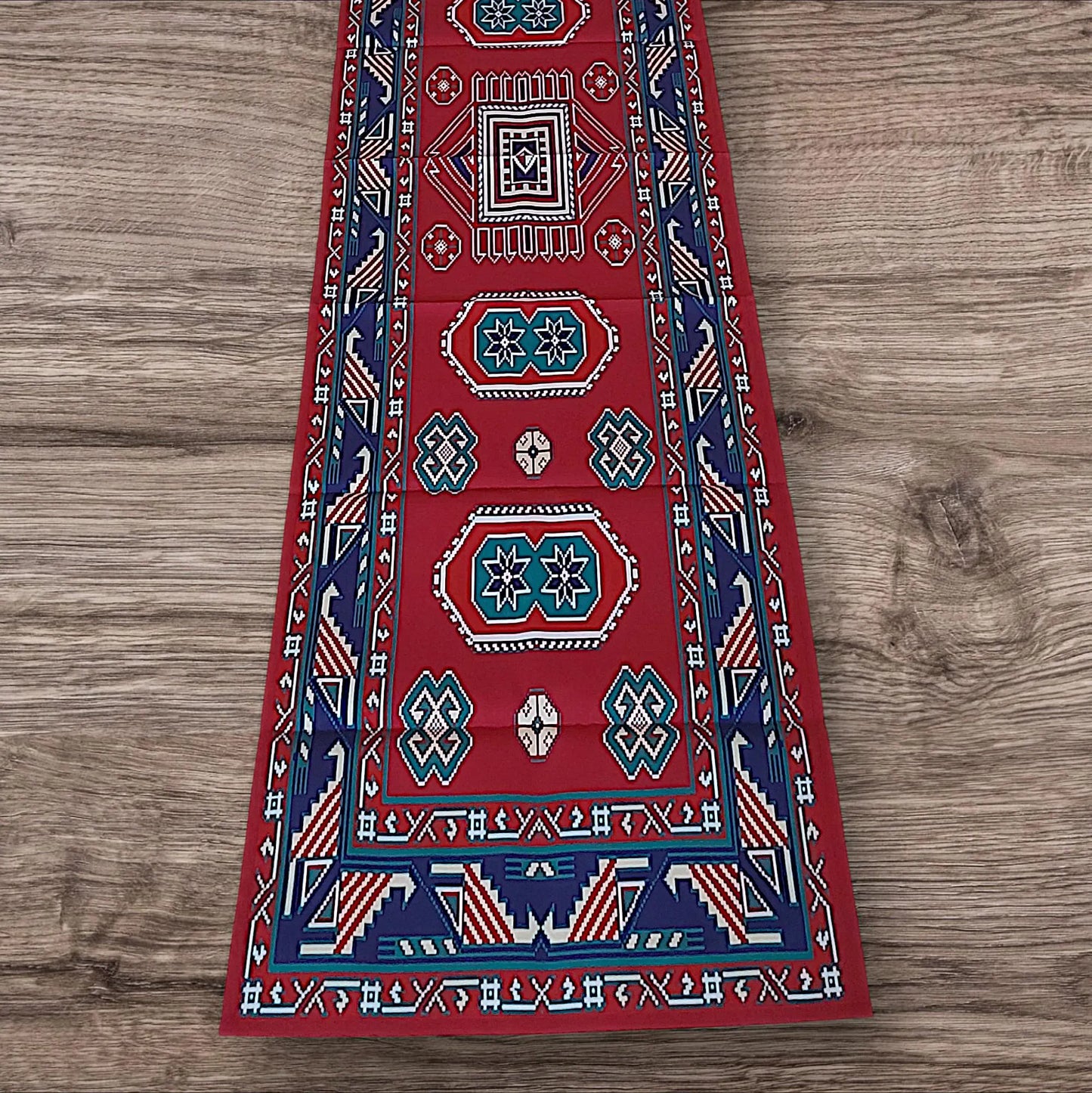 60-14 in Geometric pattern table runner Armenian carpet pattern cotton canvas