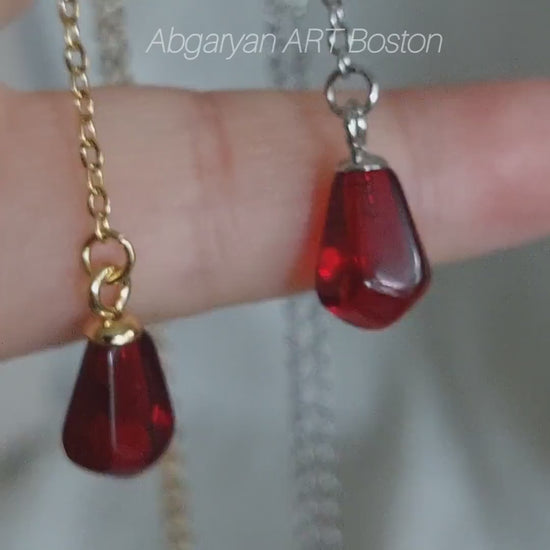 Y shape moon with pomegranate seed jewelry set gold plated stainless steel