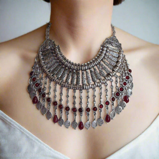 Antique silver Armenian traditional  necklace with earrings